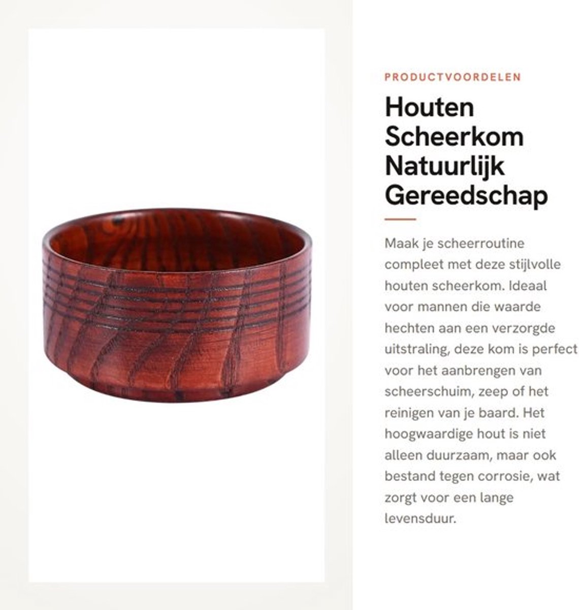 Zeepkom Houten - Scheerkom - Scheerschuimhouder - Duurzaam - Lichtgewicht - Gemakkelijk schoon te maken