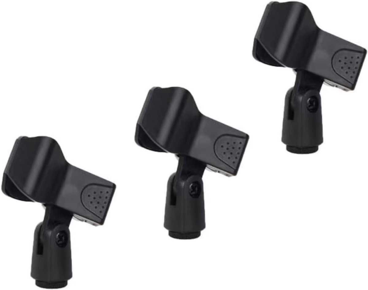 SnelShoppen - Universal Microfoon Clip Houder Set - 3 Stuks Flexibele Veerklem met Snelle Bevrijding voor Microfoonstandaard - Hoogte en Hoek Verstelb
