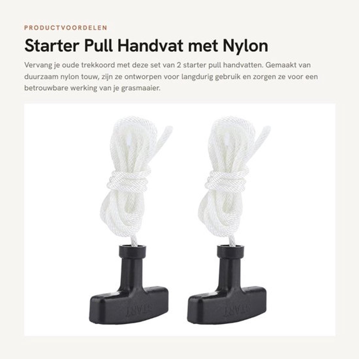 Starter Handvat 2 Stuks - Trekkoord voor Grasmaaier - Vervangingskoord - Duurzaam Nylon - Kunststof Handgreep - Maximaal Prestaties