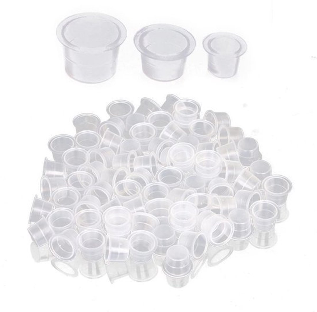 Tattoo-kleurdopjes 100 Stuks - 15 mm Grote Pigmentbekers - Duurzaam Kunststof - Herbruikbaar - Tattoo-accessoires - Milieuvriendelijk
