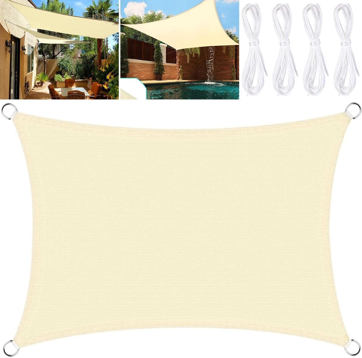 SnelShoppen - ITMNMNL Zonnezeil 3 x 4 m Waterdicht Rechthoekig Balkon Zonder Boren voor Terras en Tuin - Perfect voor Feest, Camping en Bescherming te