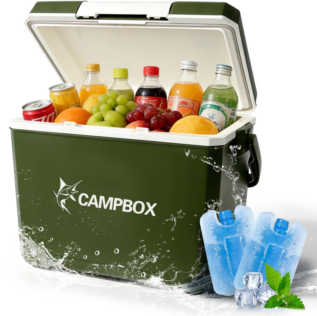 SnelShoppen - Draagbare Koelbox Thermobox Groen - Ideaal voor Camping, Feest, Tuin, en Picknick - Lichtgewicht en Ruim - Perfect voor Dranken en Eten