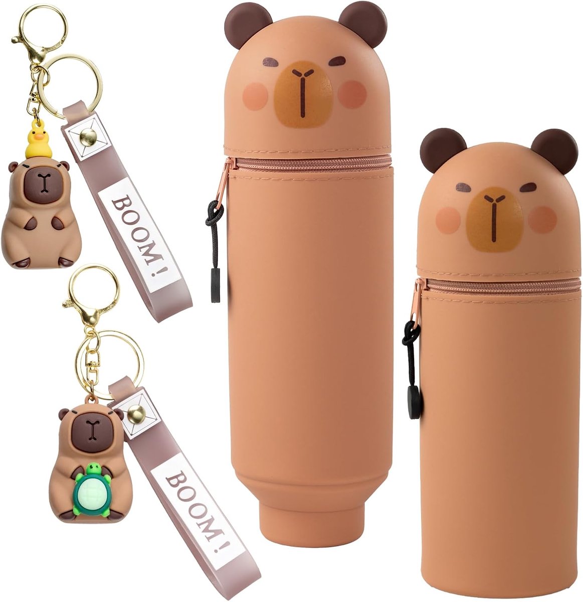 Pennenetui 2-in-1 - Kawaii capybara - Zacht siliconen - Ideaal voor school en kantoor - SnelShoppen