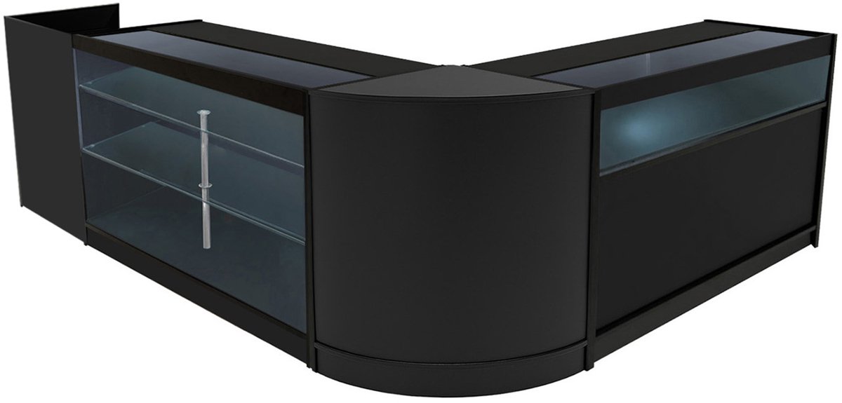 Polaris led winkeltoonbank set - zwart - 150 & 60 cm - led-verlichting
