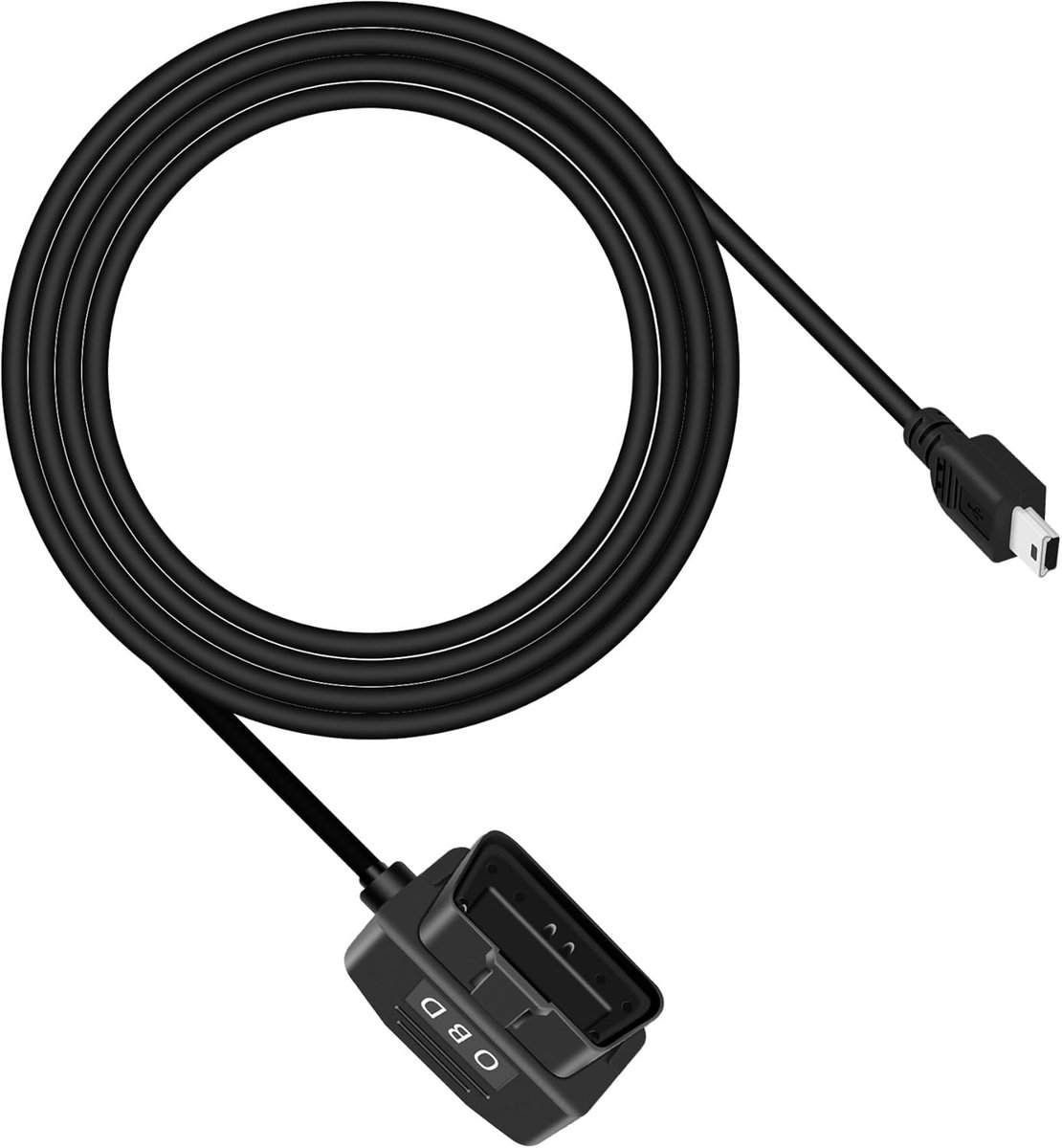SnelShoppen - OBD naar USB DashCam Kabel - Mini USB naar OBD 2 Hardwire Adapter met Schakelknop - Geschikt voor Elektrische Voertuigen (3.5m/11.5ft, M