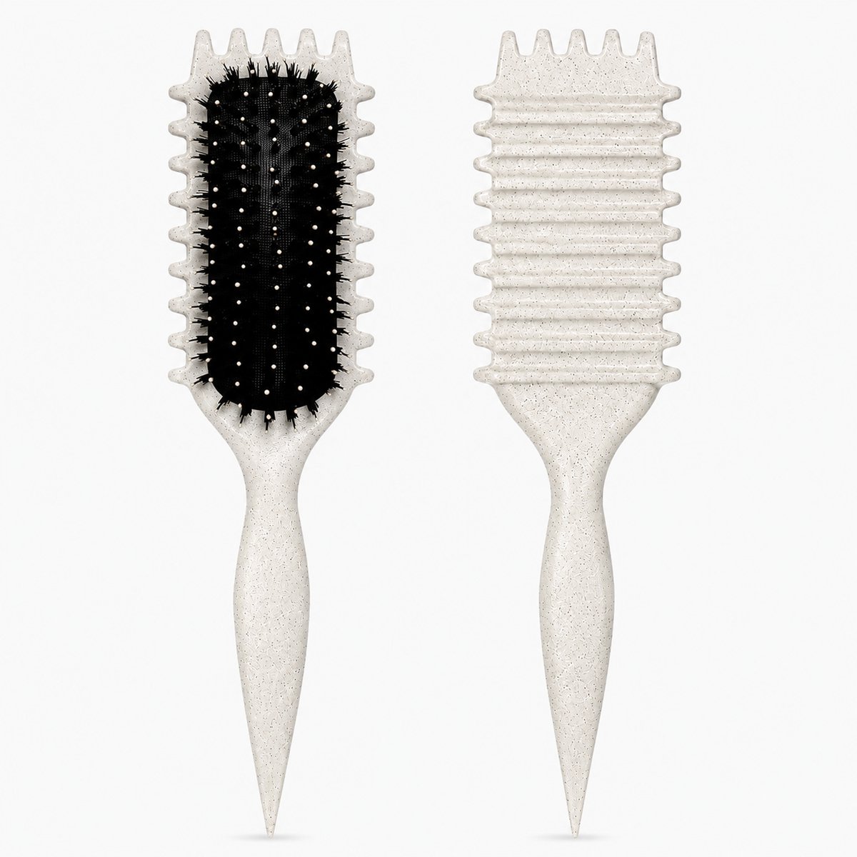 Krullenborstel voor Krullend Haar – Stylingborstel met Flexibele Pinnen – Haarborstel voor Ontwarren, Volume en Styling – Puntkam – Beige - Curl Brush