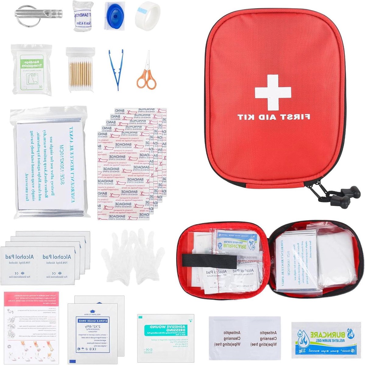 EHBO-set - Noodtas - Noodgevallen - 46-delig - Compact formaat - Rood