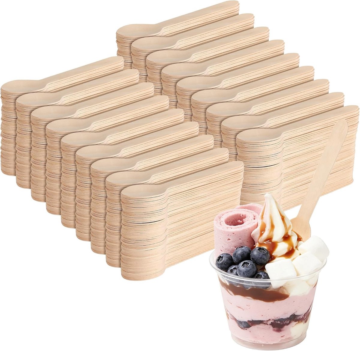 800 stuks wegwerp houten lepels van 16 cm voor feesten, bruiloften, kamperen en cateringactiviteiten