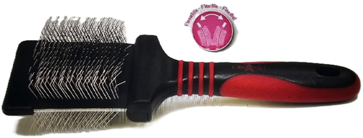 Croci°°°° dubbele slickerborstel Medium voor honden en katten - alle vachttypes - flexibel - voor kammen en gladmaken van de vacht - 19 cm -
