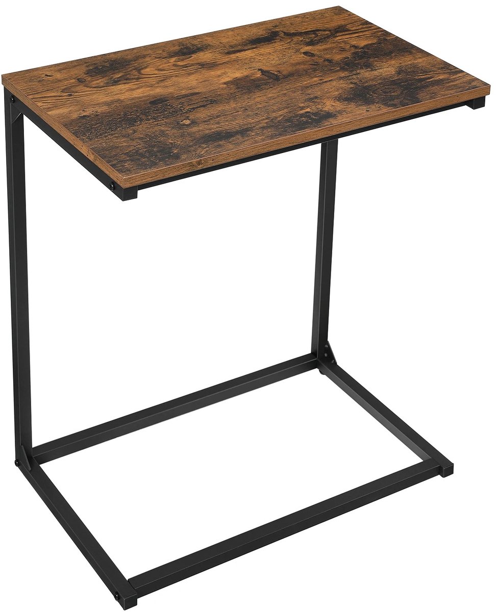 uJOY Bijzettafel - Ruim tafelblad - Verstelbare voetjes - Modern industrieel design - Compact en ruimtebesparend - Vintage bruin