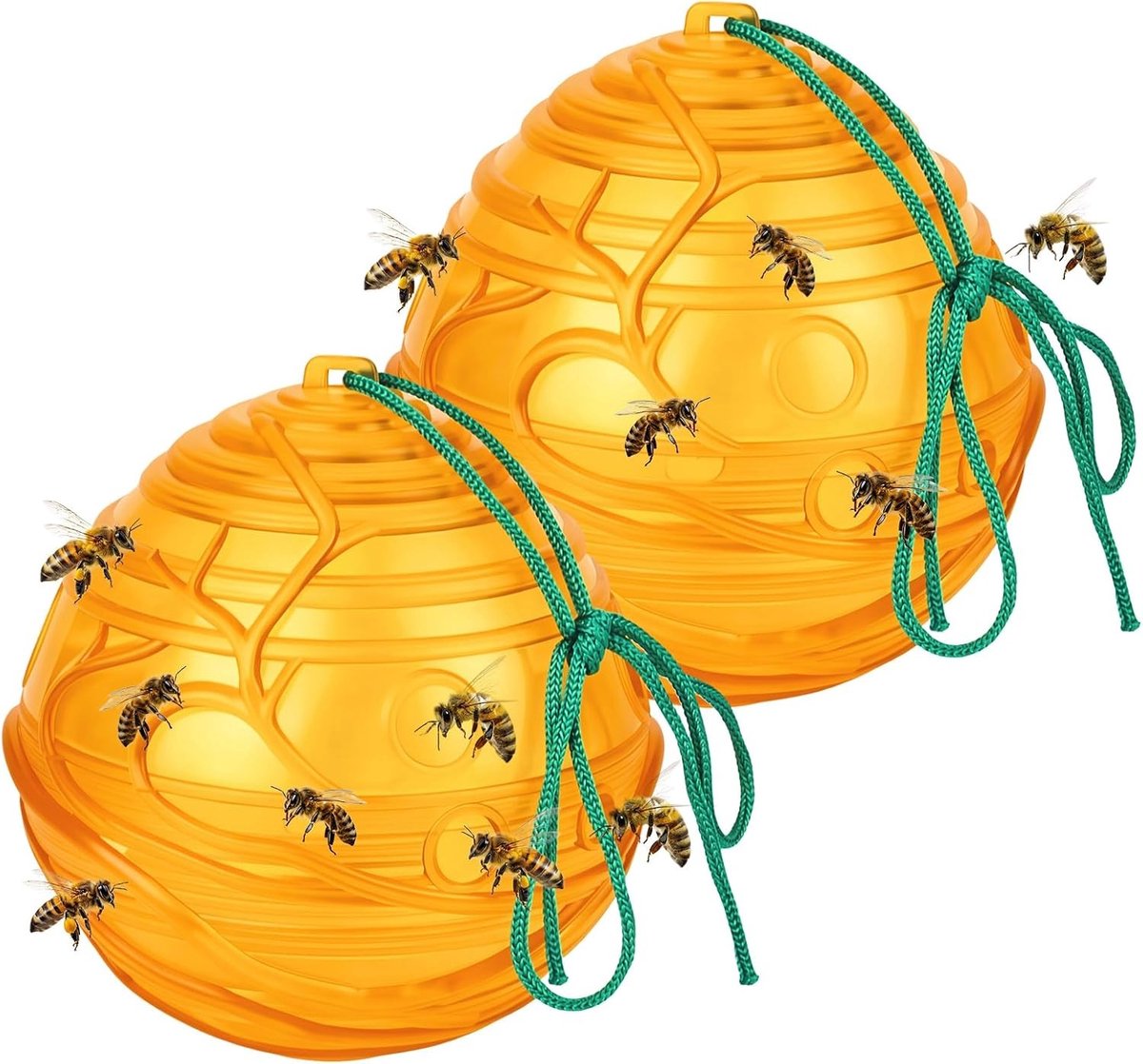 Effectieve wespenval voor buitengebruik, 360 graden bescherming tegen wespen, insectenbestrijding, eenvoudig op te hangen en neer te zetten, Ø 11 x 13 cm, ideaal voor tuin en terras, vliegenvanger, wespenafschrikking, 2 stuks