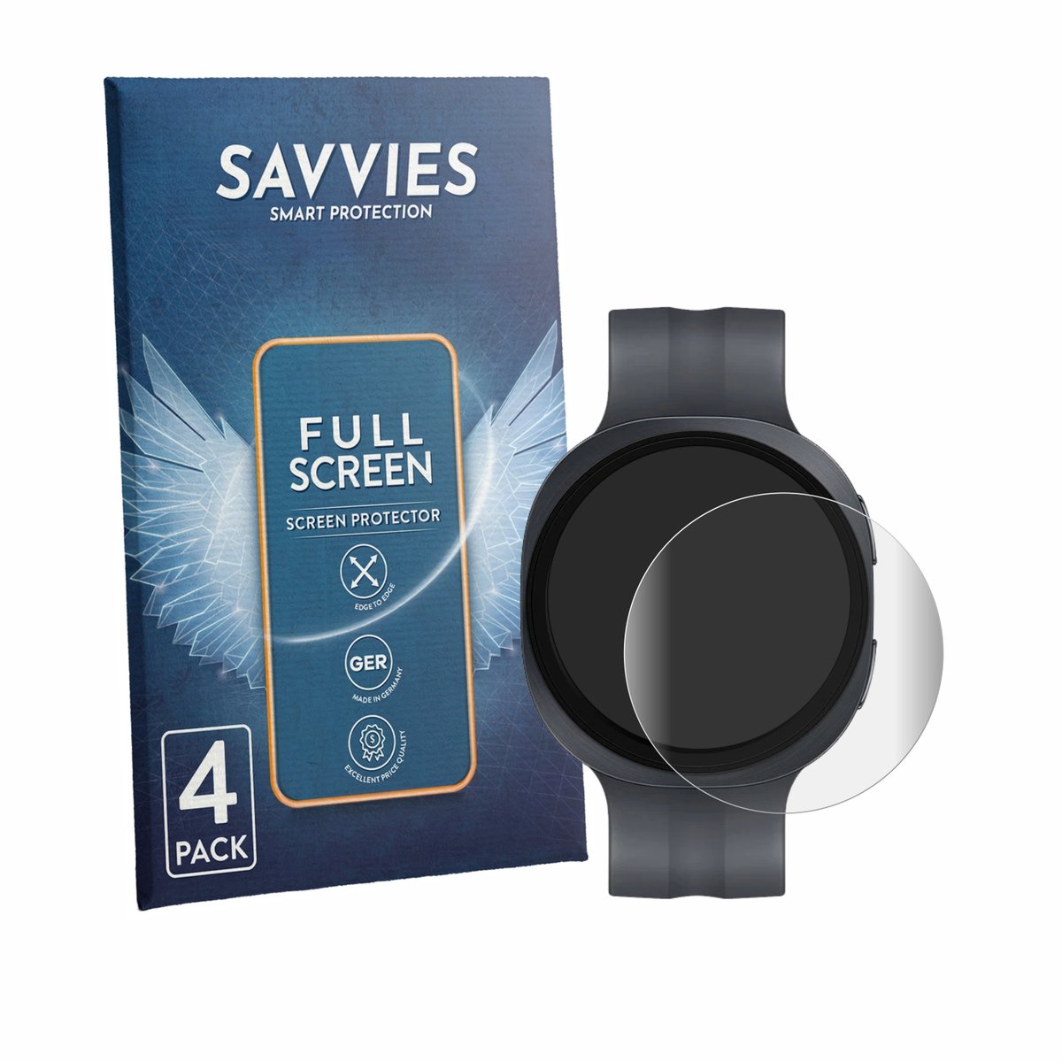 Savvies - Screenprotector voor Samsung Galaxy Watch 9 (44 mm) - Folie Beschermfolie transparant volledig dekking 4 Stuks