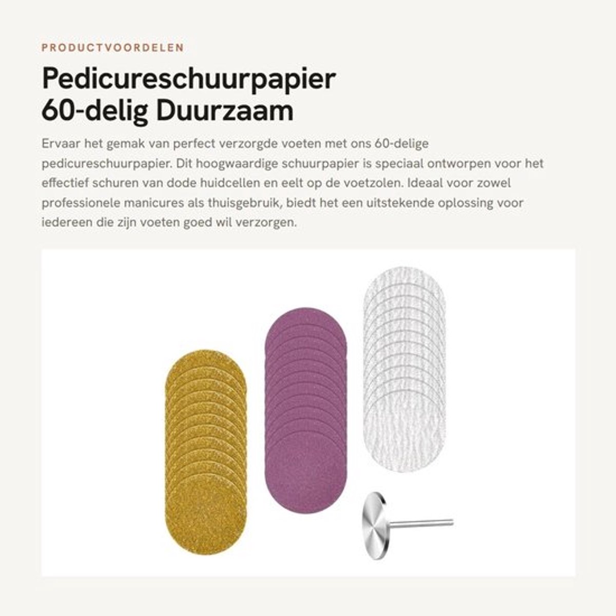 Pedicureschuurpapier 60-delig - Schuurpapierschijven - Dode huid verwijderen - Eelt verwijderen - Voor manicure/thuisgebruik - Duurzaam materiaal - Voetschuurpapier
