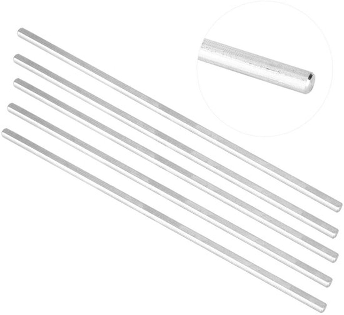 Staaf - D-as - 6 mm - Roestvrij Staal - 5 Stuks - Compatibel met TETRIX/FRC/WRO - Duurzaam en robuust