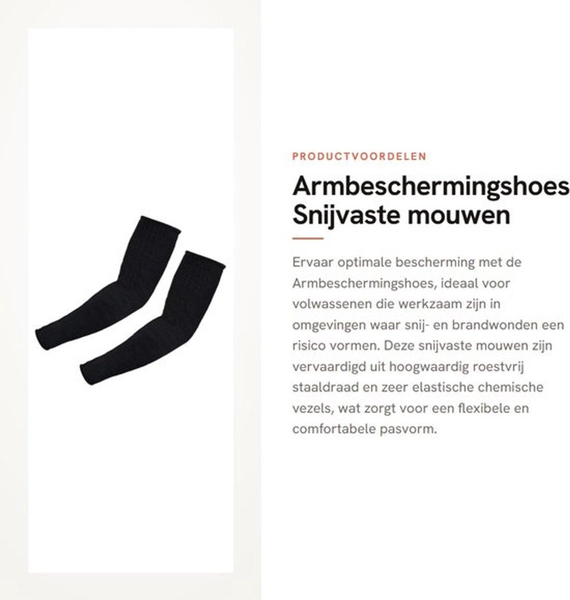 Armbescherming 5-niveau Bescherming - Snijvaste Mouwen - Roestvrij Staal/Polyester - Flexibel - 38cm/15in - Zwart - Armmouwen