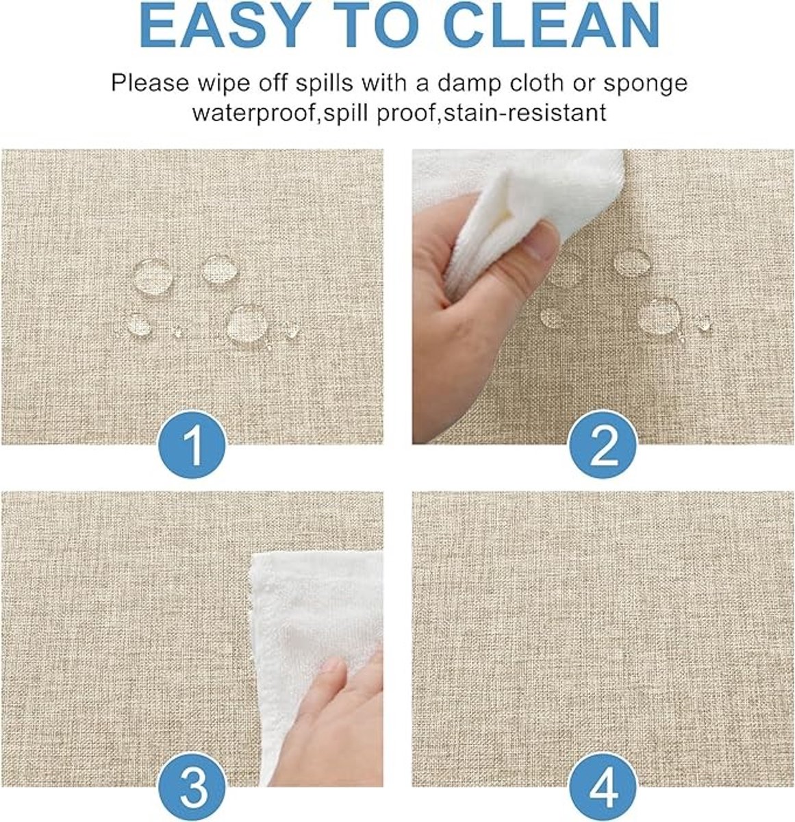 Linnenlook tafelkleed beige, waterafstotend en afwasbaar, 135 x 160 cm