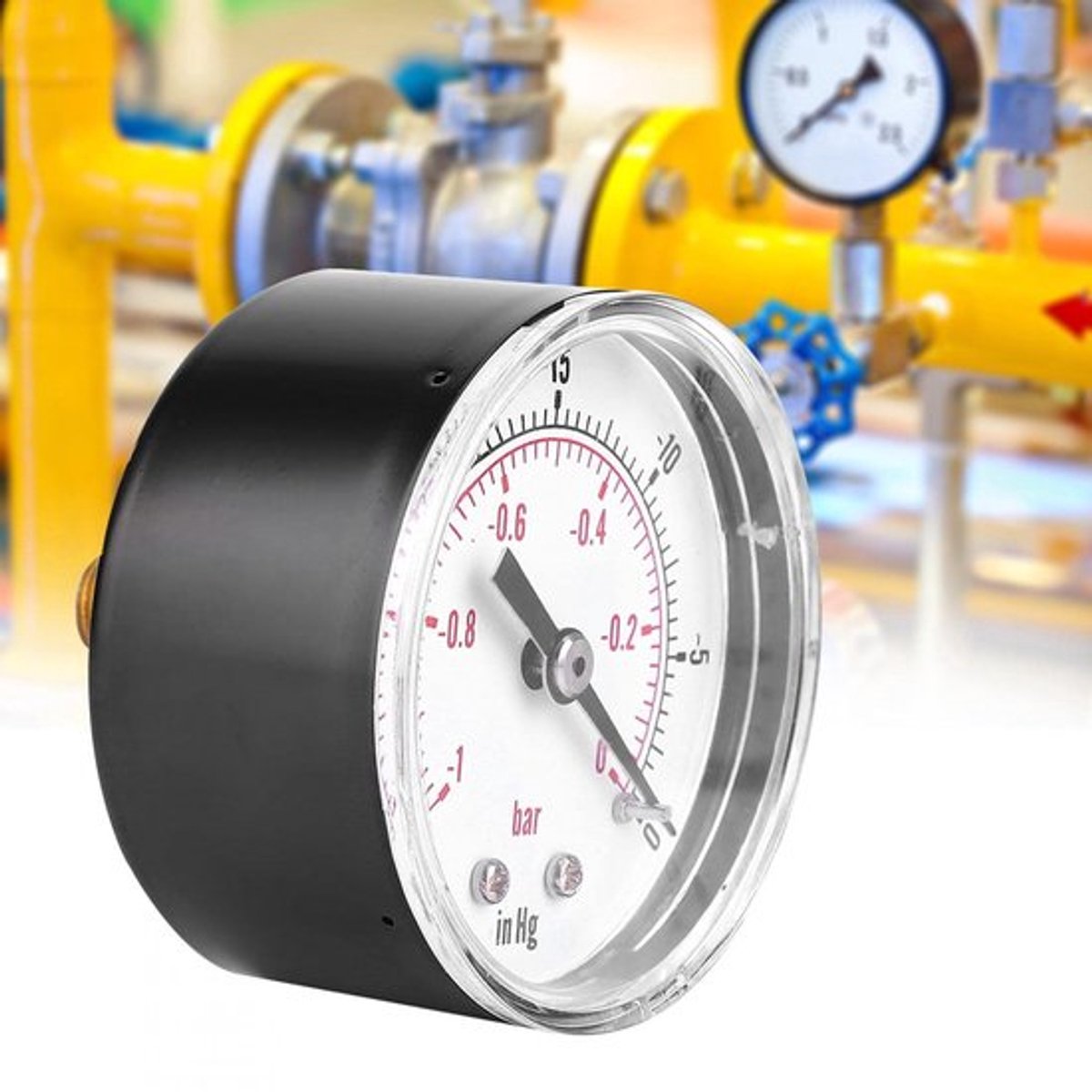 Vacuumdrukmeter Hoge Precisie - Drukmeter - 1/8 BSPT Bevestiging - 5.1x4.5x4.5cm - Voor Lucht/Water/Olie/Gas - Schokbestendig
