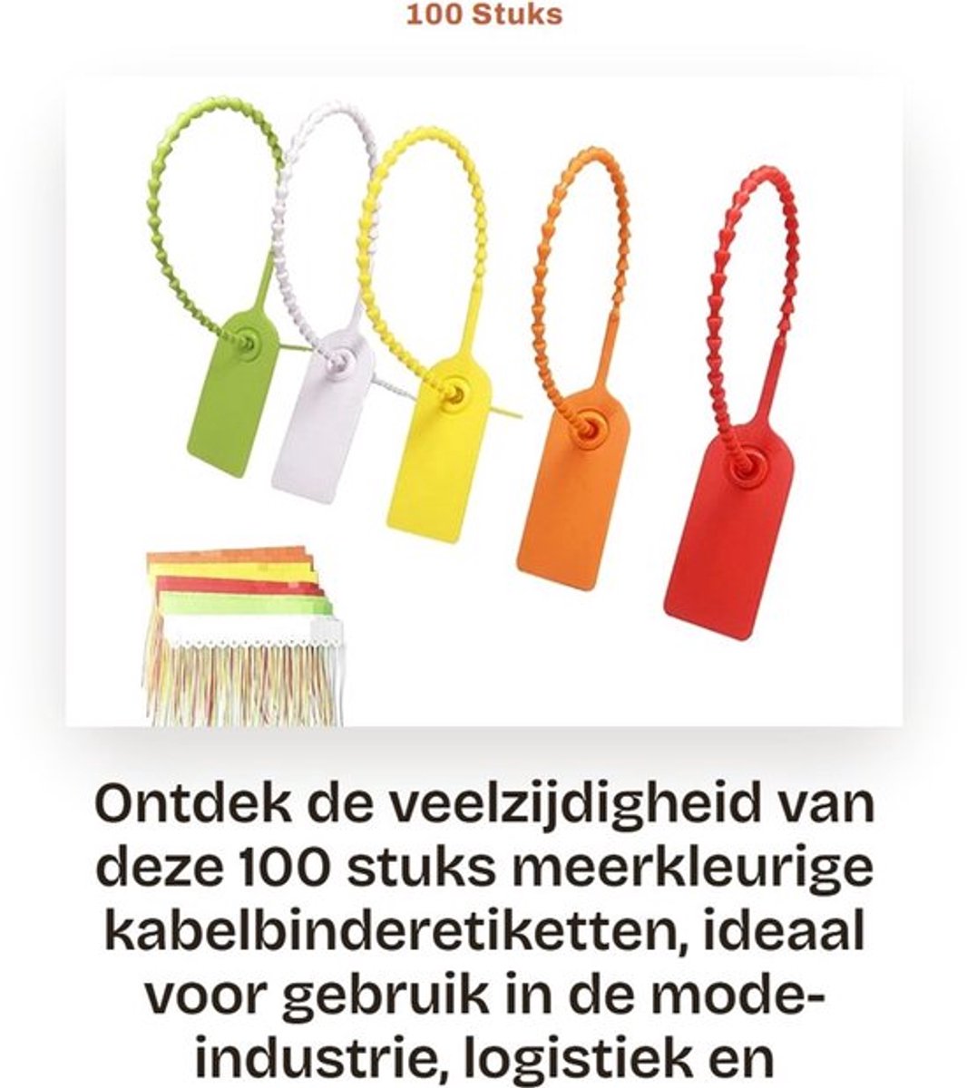 Kabelbinderetiketten 100 Stuks - Kunststof Veiligheidsetiketten - Antinameknoppen - Kleding/Logistiek - Hittebestendig - Corrosiebestendig