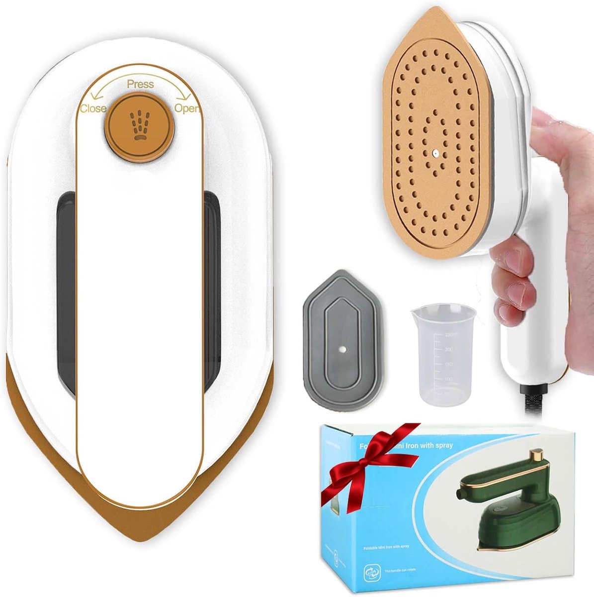 SnelShoppen - Mini Hand Stoomstrijkijzer 2-in-1, 180° Rotatable, Draagbaar Reisinstrijkijzer voor Kleding, Garment Steamer voor Thuis, Hotel, RV, Zake
