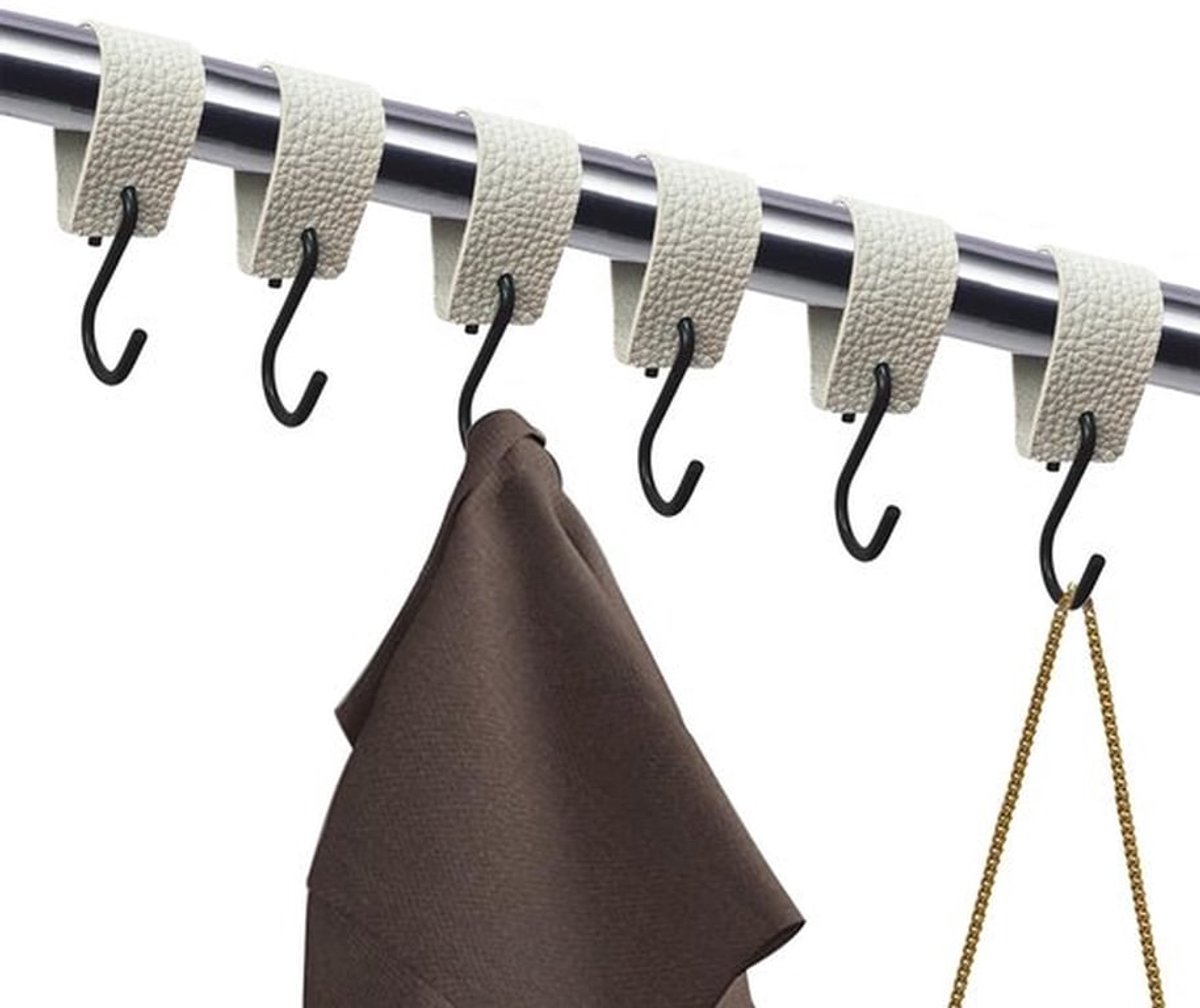 S-haak 6 Stuks - Lederen/roestvrij staal - Multifunctionele haak - Wandhaak/hanger - Decoratieve haak - 12,5 cm lengte