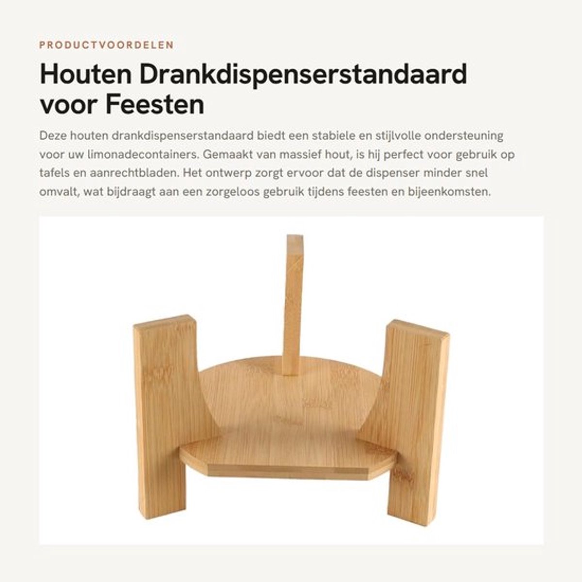 Drankdispenserstandaard Houten Basis - Stabiele Drankhouder - Slijtvast Materiaal - Geschikt voor Koude Drankemmers - Praktisch Cadeau voor Feestjes