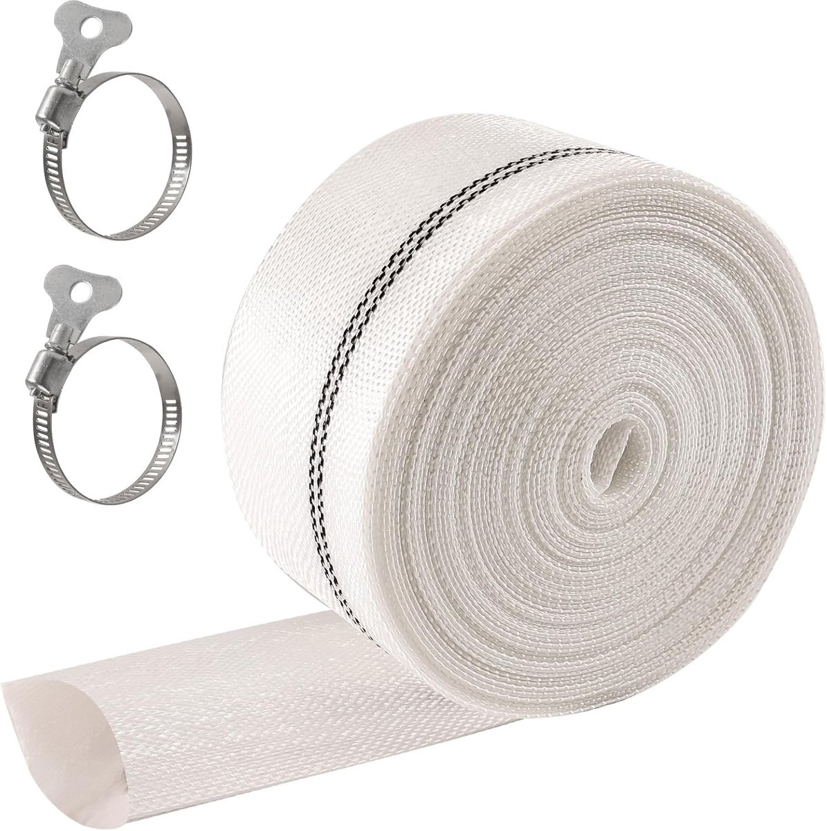 Flexibele geweven slang Ø 32 mm, 10 meter lange afvoerslang met 2 verstelbare RVS slangklemmen voor dompelpompen, vuilwaterpompen en tuinirrigatie