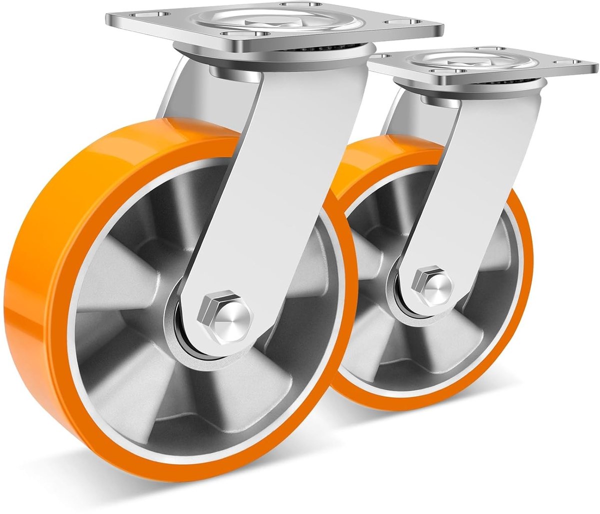 Zware 150 mm Polyurethaan Vervangwielen voor Meubels - Duurzame en Robuuste Zwenkwielen met Aluminium Kern voor Zware Toepassingen - Set van 2