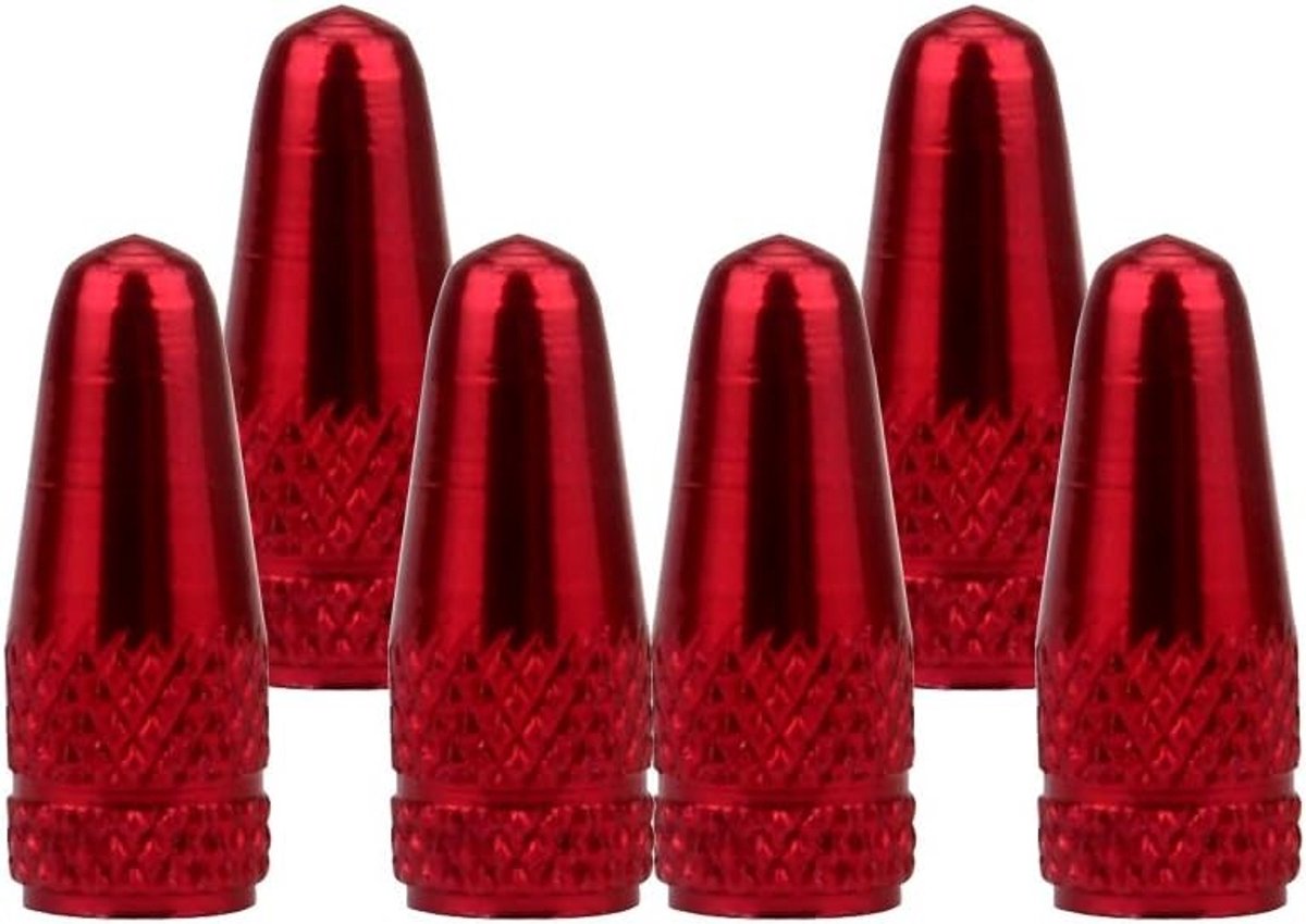 Set van 6 Ventieldoppen voor Franse Fietskleppen - Aluminium Legering in Rood voor Fietsen