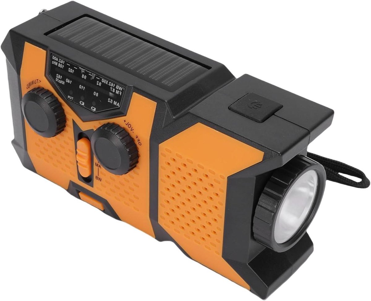 Noodradio - Weerstation Radio - Noodsituaties Buiten - Drie Oplaadmethoden - 15 x 8 x 6 cm - Zwart