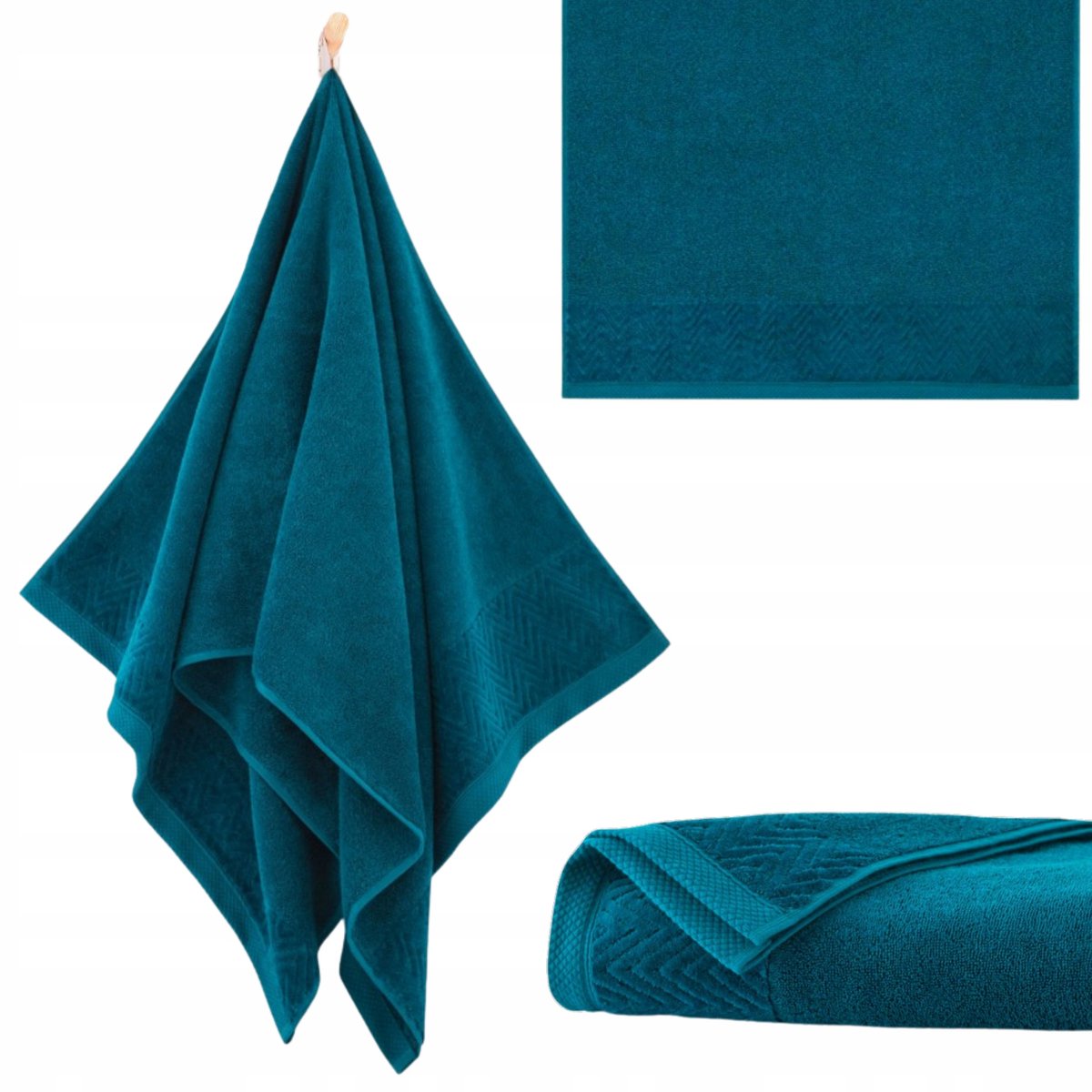 Zwoltex Toscana - Handdoek - 70x140 cm - Donker Turquoise - 100% Egyptische Katoen