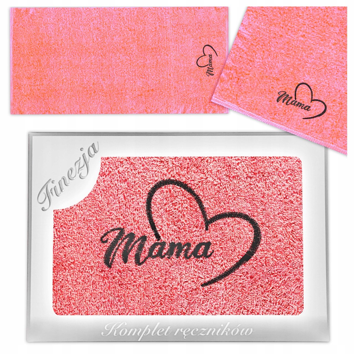 KONEY - Badhanddoek - 70 x 140 cm - Koraal - 420 g/m² - met borduring Voor mama
