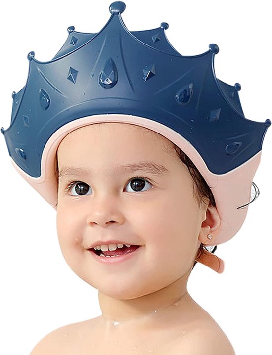 Douchecap Kinderen Baby Verstelbare Kroon Vorm Haar Wassen Kind Bescherming Shampoo Bescherming Baby Visier voor Ogen en Oor (Kroon Blauw) — afbeelding 5