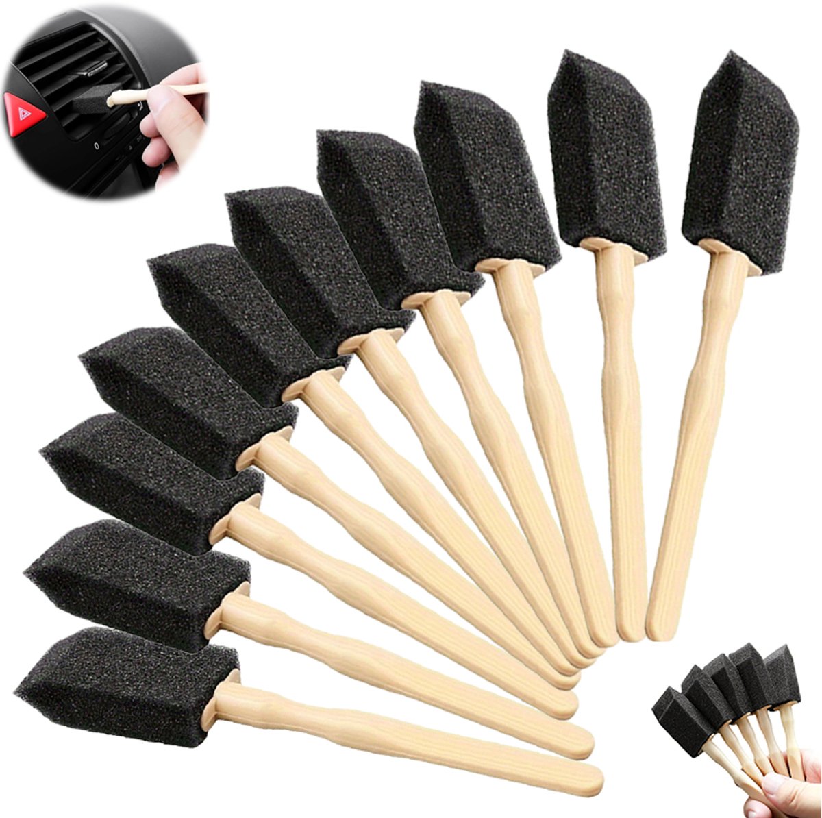 10 stuks - Autoborstels - spleetborstel - Ventilatierooster reinigingsborstel - Auto roost