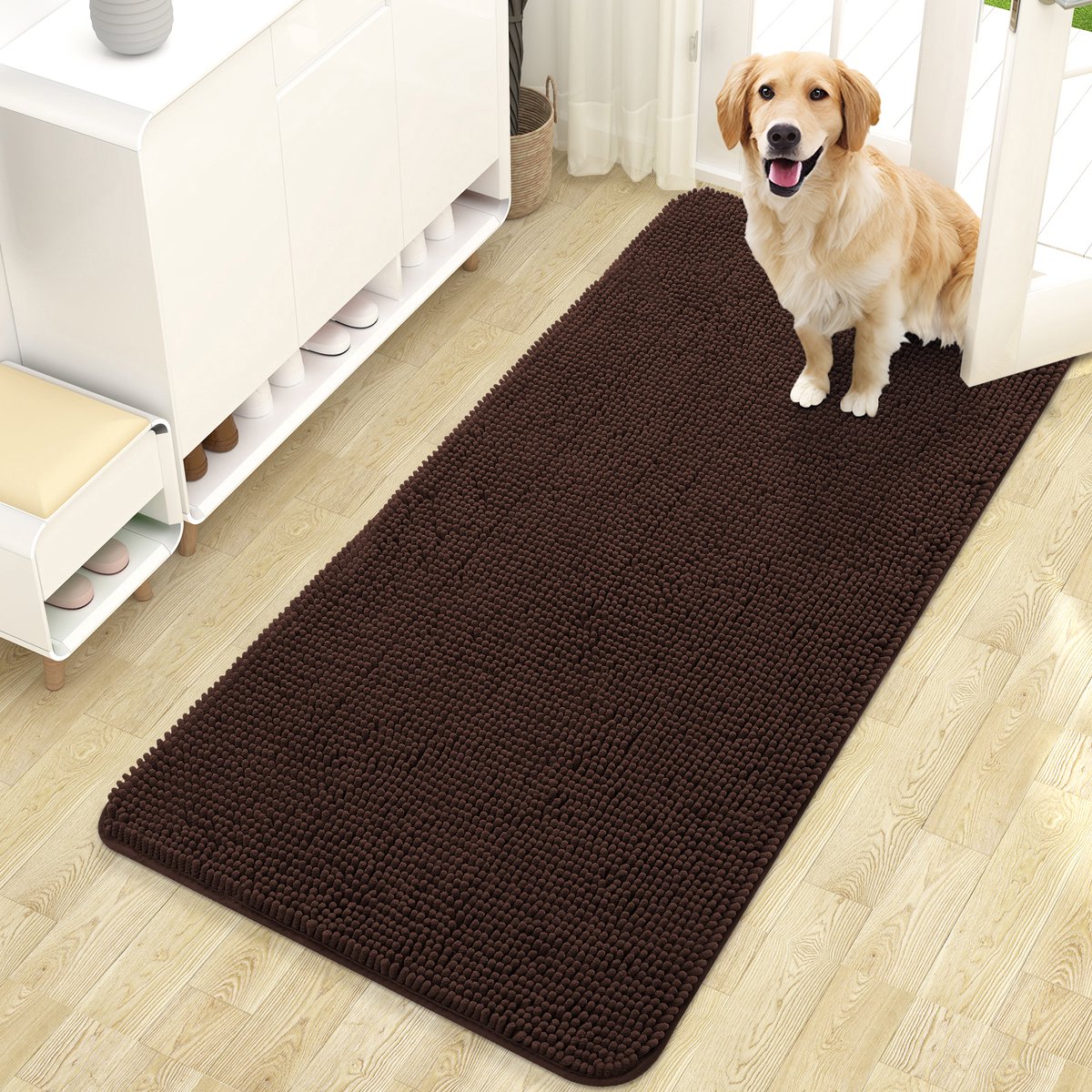 Homaxy - Binnen deurmat - Waterabsorberend en antislip -bruin - 61X120 cm