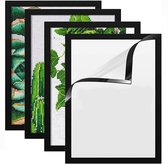 4-delige magnetische fotolijst van PVC - Beschermhoes - Lijst voor diamantschilderijen - Zelfklevende achterkant - Ophanging - Muurdecoratie - Duurzaam - Zwart - Buitenframe 453*328 mm - Afbeeldingsformaat 294*419 mm
