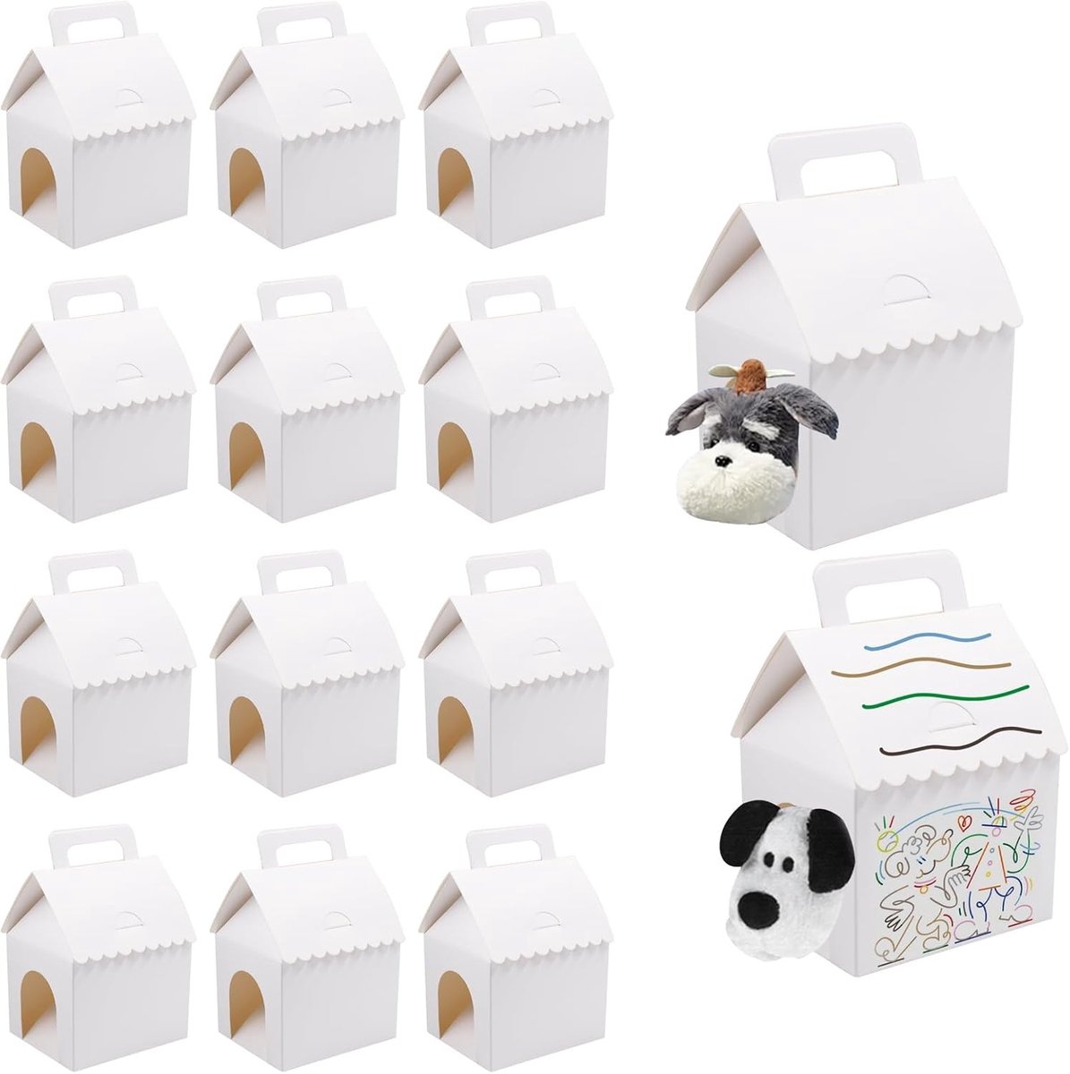 Vouwbare Kraft Papieren Cadeau Dozen voor Feestjes, 24 Stuks, Geschikt voor Snoep, Honden en Puppy Themas