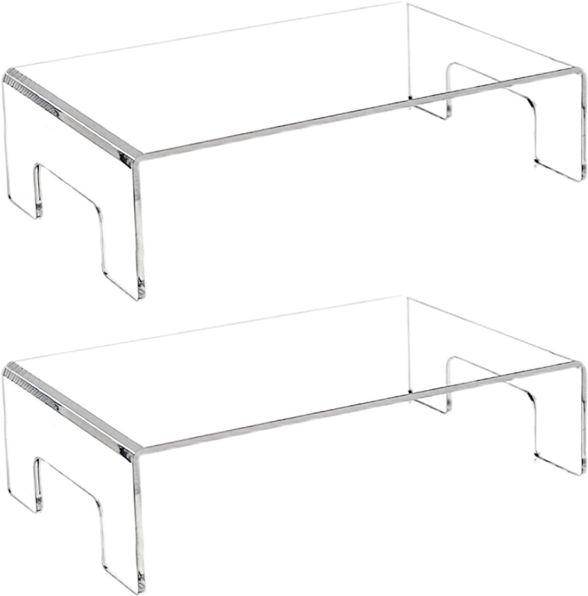 Twee transparante acryl verhogingsstandaards - 17,5×8×7 cm - Opbergrek voor bureaumonitor en toetsenbord - U-vormige acryl displaystandaard -