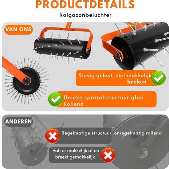 ApexArte® Prikrol - Gazonbeluchter - Gras Beluchten - Gazon Beluchter - Oranje en Zwart van ApexArte — afbeelding 2