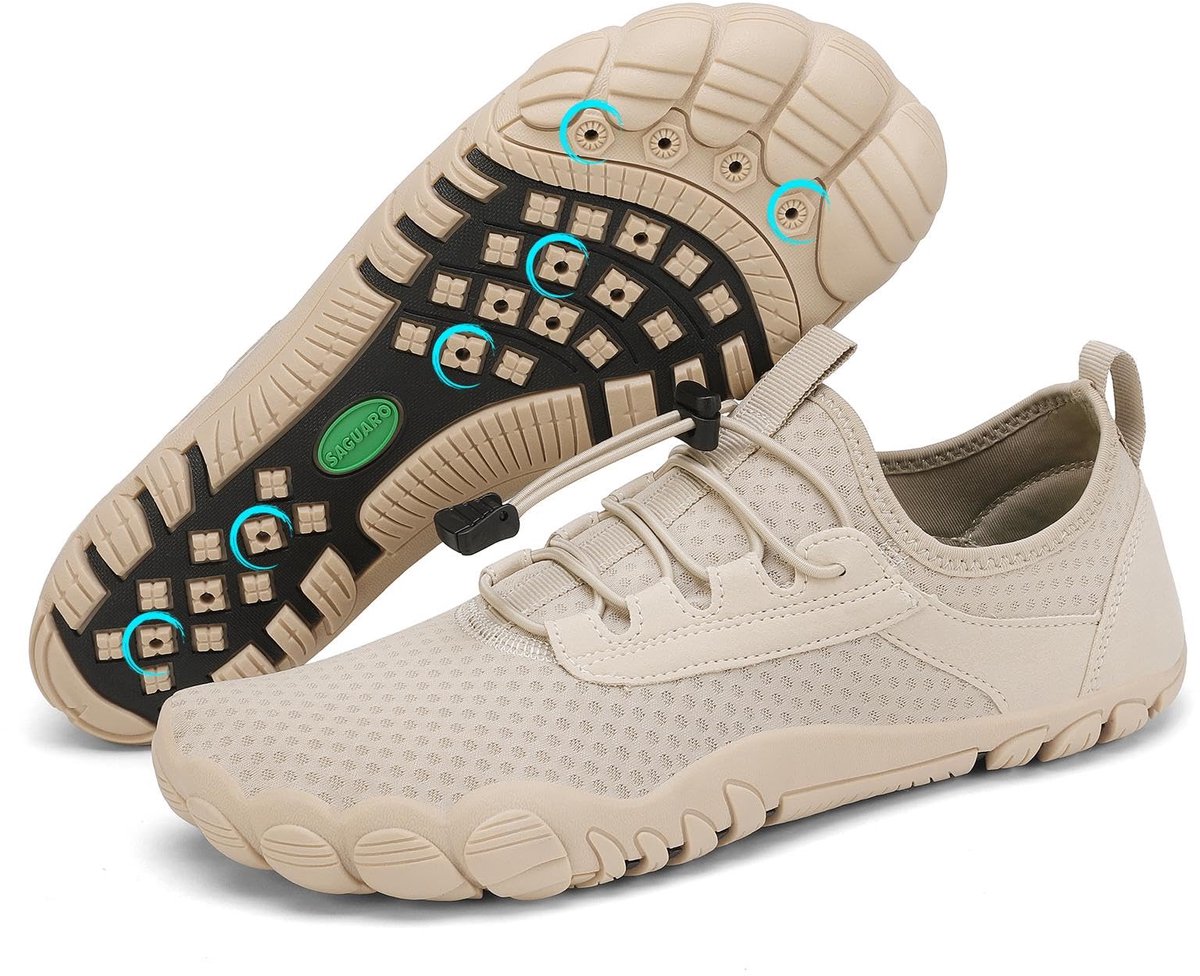 SnelShoppen - Badschoenen Dames en Heren, Slip-On Ademend en Sneldrogend, Waterschoenen Uniseks voor Outdoor, Zomer, Kaki, Maat 39 EU