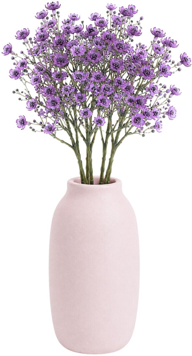Bellatio Design Kunstbloemen Gipskruid Viette - 5x - 45 cm - paars - takken - kunst zijdebloemen - Gypsophila