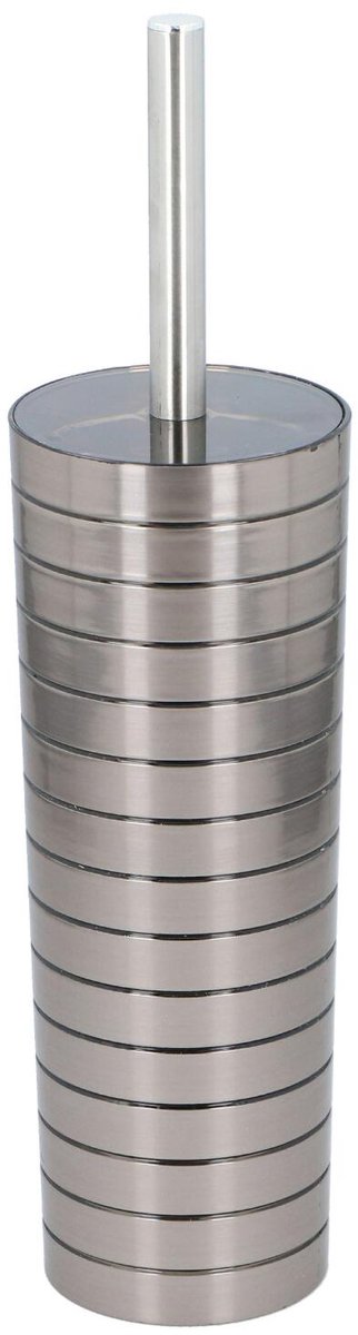 Tendance toiletborstel met houder - RVS - H38 cm - zilver - badkamer/toilet - wc borstel
