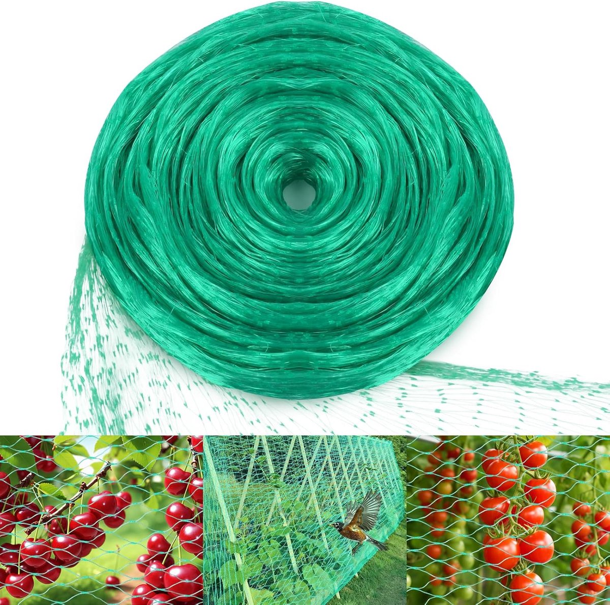 Plantenbeschermingsnet - 4 X 6 M - Vogelnet - Herbruikbaar - Voor Vijvers, Groentetuinen, Bloemen, Struiken, Fruitbomen - Groen