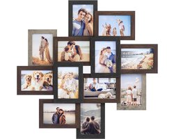 Triumpunpre Fotolijsten Set - 12 Stuks Collage Fotolijsten voor Muur - Zwarte Wandhangende Fotolijsten 4x6 inch - Houten Galerij Set voor Meerdere Foto's - Muurdecoratie voor Woonkamer, Slaapkamer en Hal