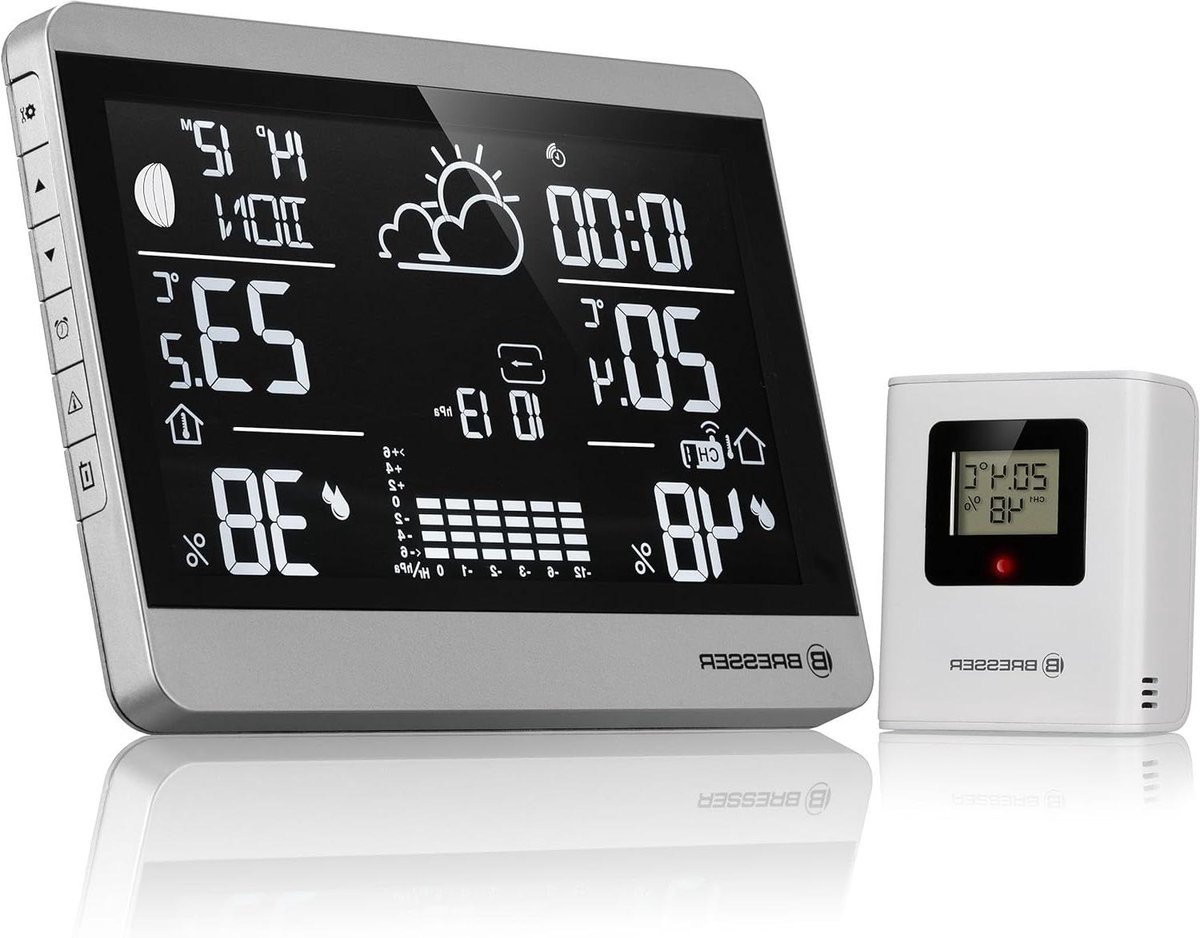 Draadloos Weerstation - Klimaatmeter - Binnenklimaat Controleren - Vorstwaarschuwing - 166 cm - Zilver Zwart