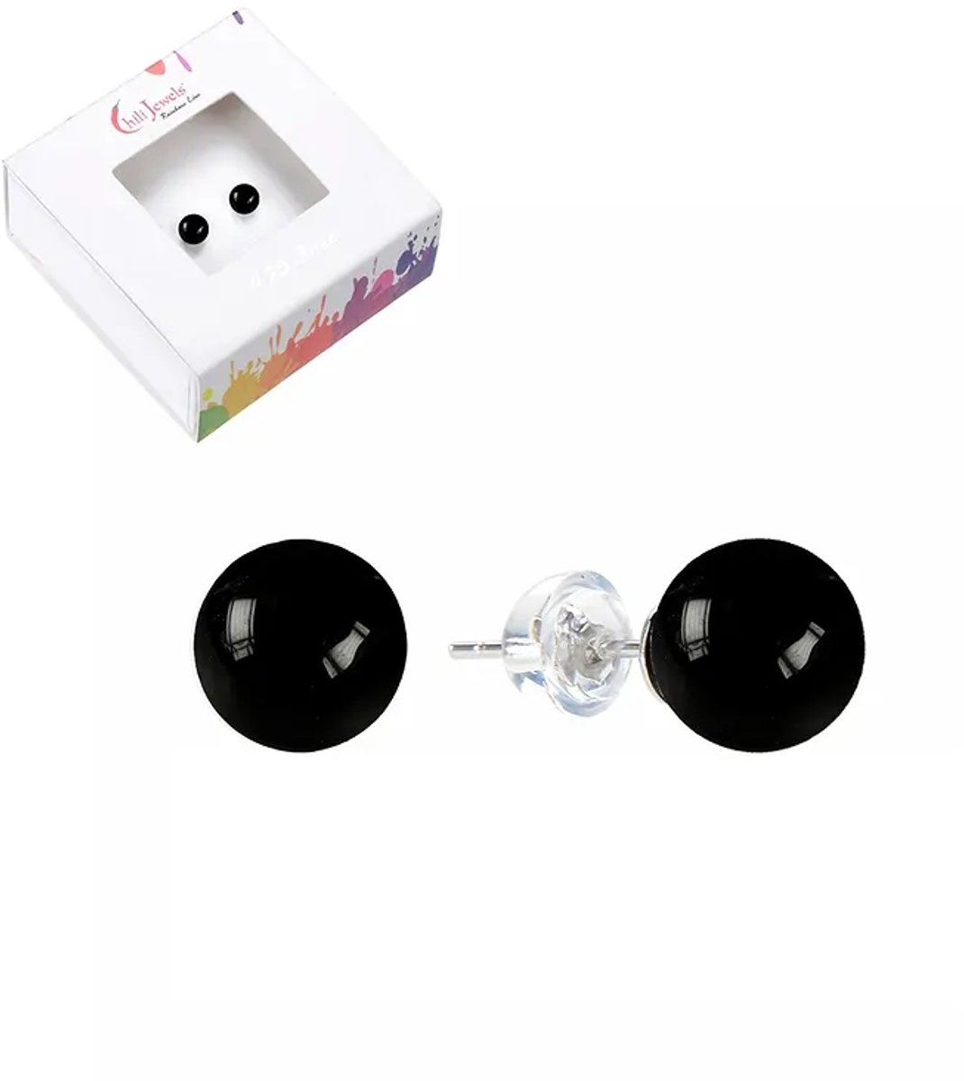 Oorbellen Zwarte Toermalijn 8 mm