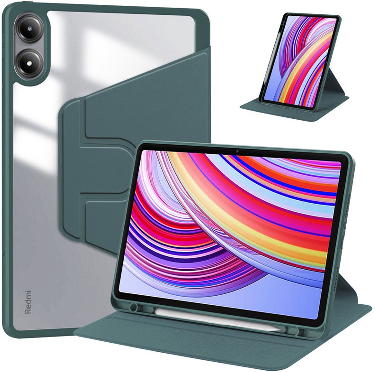 Coverup Tablethoes geschikt voor Xiaomi Redmi Pad 2 Pro Hoesje - 360° Rotating Folio Book Case met Wake/Sleep - Groen