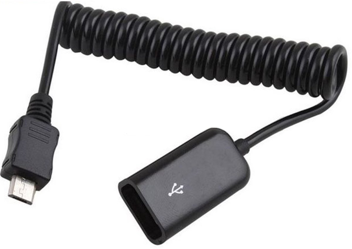 OTG USB Micro USB Spiraalkabel 10-100cm