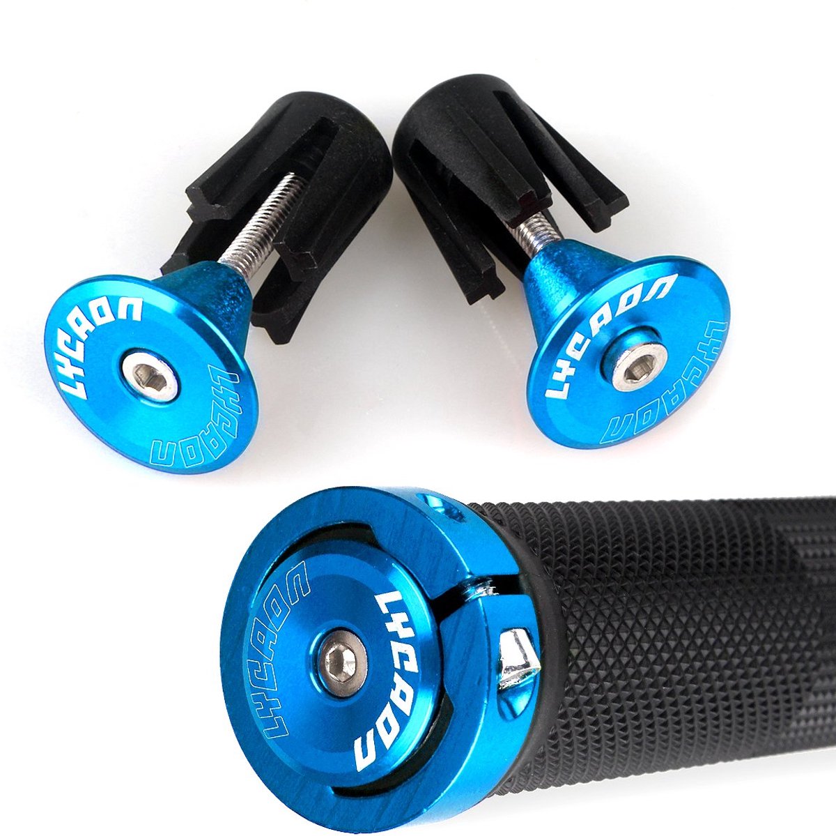 LYCAON Fietsstuurgrepen Fietsgreep - Antislip Rubberen Handvatten Lock-on met Aluminium slot, Fietshandgreep voor - ShopVlot