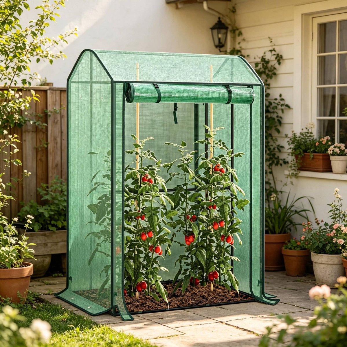 MODENUIT Balkongewächshaus 100 x 83 x 150 cm - Rolbare Ritsdeur En 6 Ventilatieopeningen - Voor Balkon, Terras En Tuin - PE En Staal - Groen