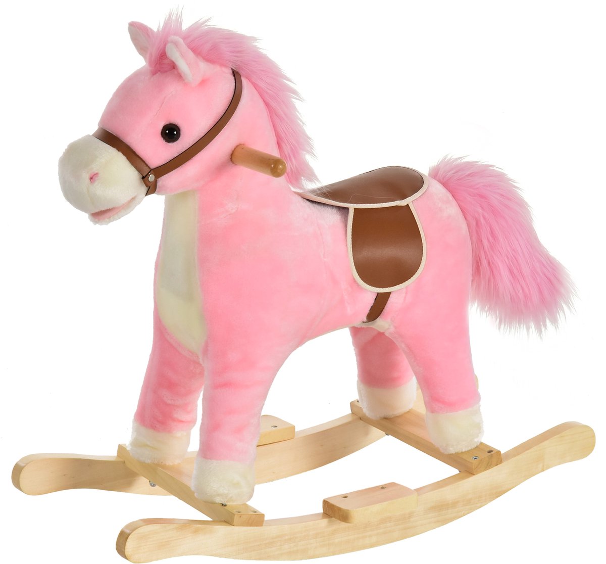 HOMCOM Kinderschommelpaard - Hout - 65x32x61cm - Roze